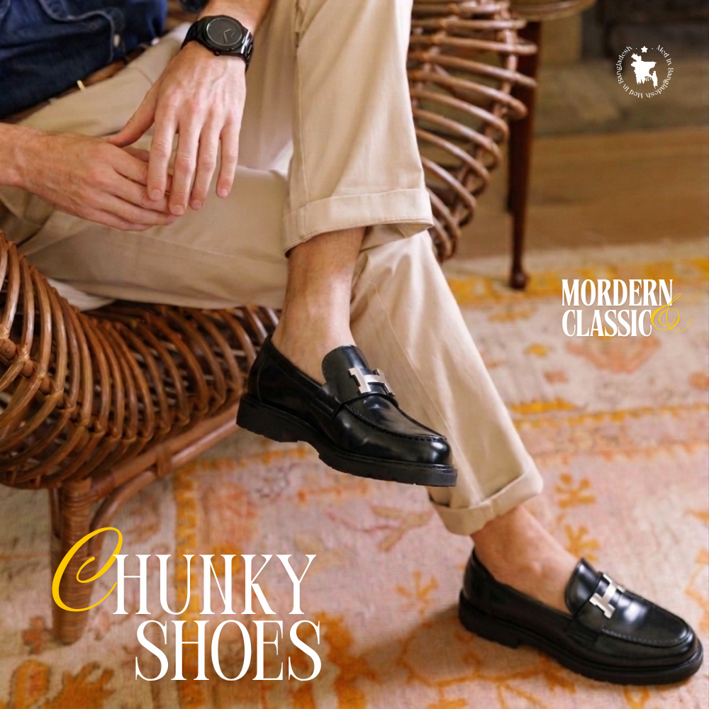 100% Original Leather Premium Quality CHUNKY SHOE BLACK