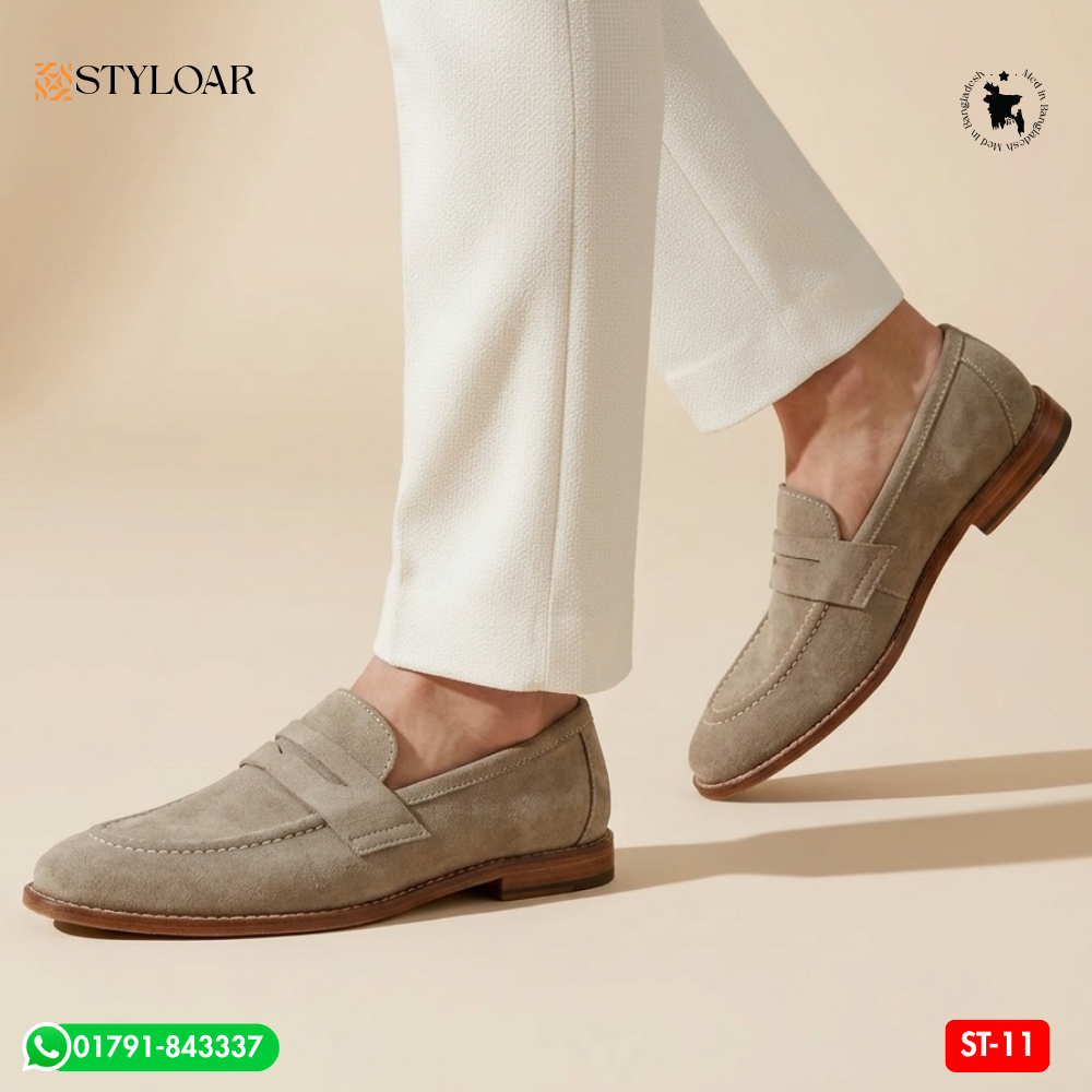 100% Original Suede Leather Hand Made Penny Loafer ST-11