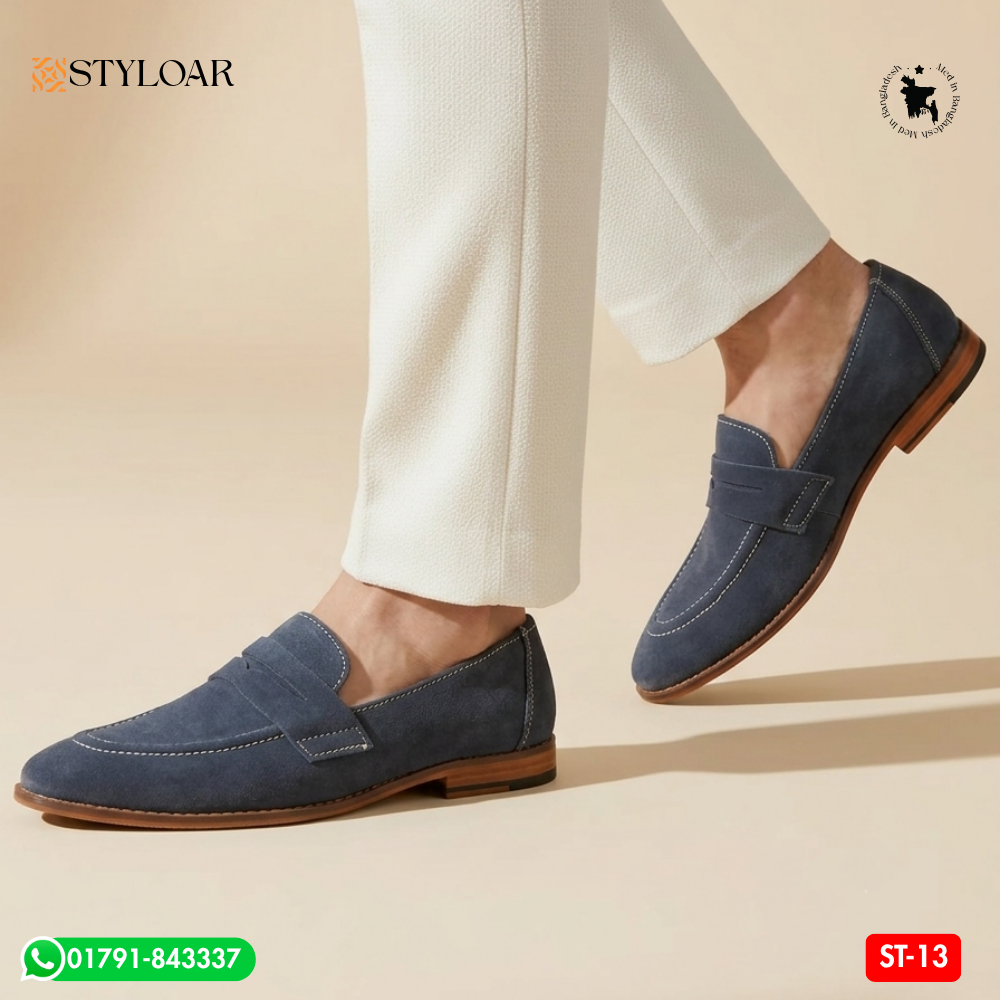100% Original Suede Leather Hand Made Penny Loafer ST-13